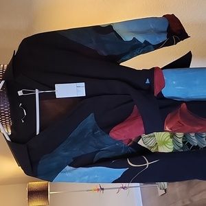 Vince abstract-print midi wrap dress